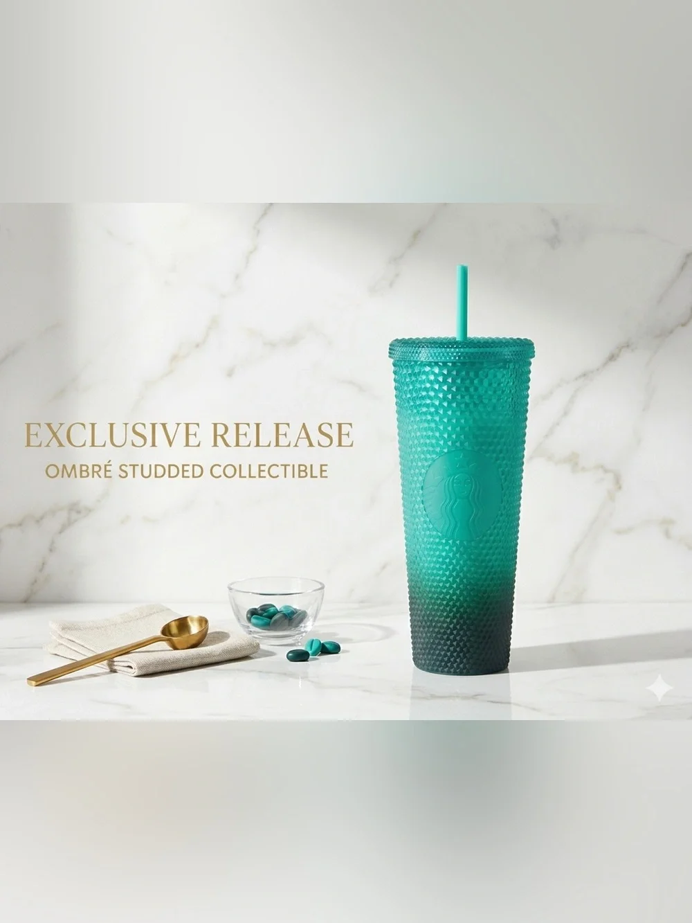 Starbucks | Dining | Starbucks 222 Winter Mint Ombre Studded Venti Tumbler  24oz Cold Cup Nwt | Poshmark